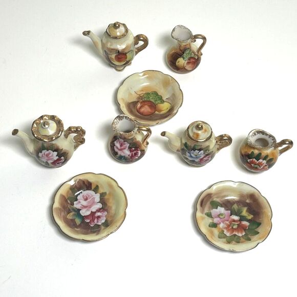 Enesco Other - Vintage Set Of 3 Tea Minis Floral Enesco Imports Japan Miniature Porcelain
